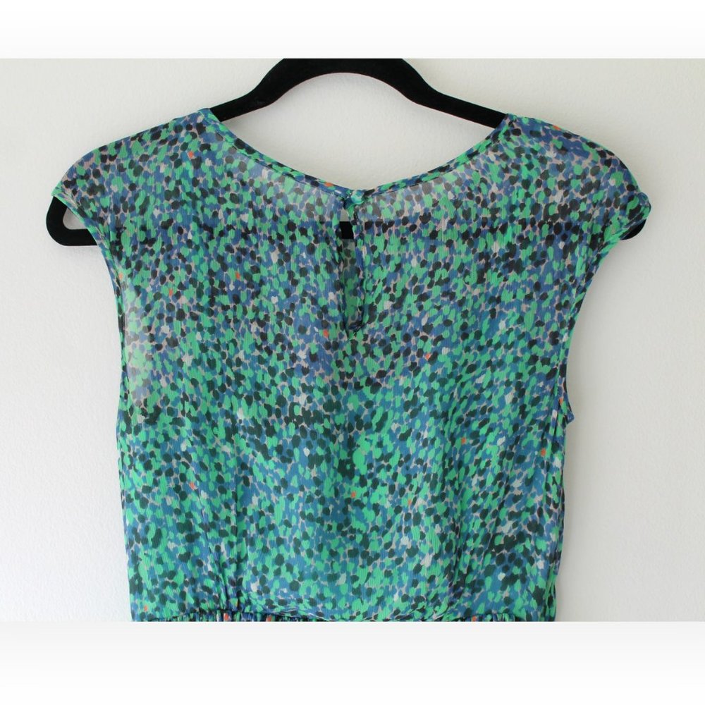 J Crew Silk Green Spotted Dress Size 0 - Picture 5 of 6